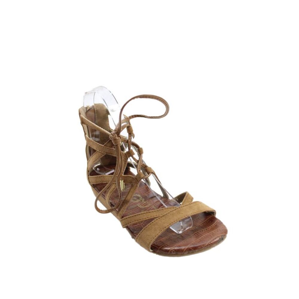 Sam Edelman Girls Leather Strappy Zip Up Sandals Brown Size 2